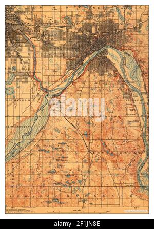 St Paul, Minnesota, Karte 1896, 1:62500, Vereinigte Staaten von Amerika von Timeless Maps, Daten U.S. Geological Survey Stockfoto