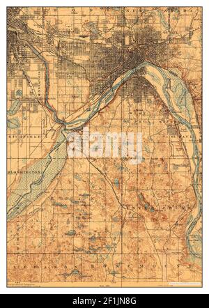 St Paul, Minnesota, Karte 1896, 1:62500, Vereinigte Staaten von Amerika von Timeless Maps, Daten U.S. Geological Survey Stockfoto