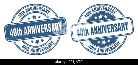 40th Jubiläumsstempel. 40th Jubiläumsschild. Rundes Grunge-Label Stock Vektor
