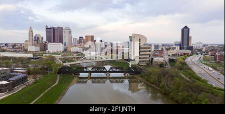 Stürmischer Nachmittag In Der Innenstadt Von Urban Core Columbus Ohio Stockfoto