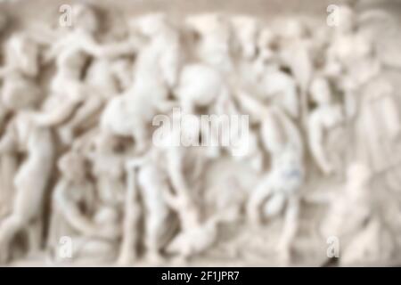 Bas-Relief, Statue und Skulptur Details in Stein. Verschwommen Stockfoto