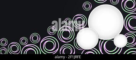 Abstrakte geometrische Linie Kreis Rahmen Banner mit leeren weißen Kopie Raum Vorlage, moderne holografische Kunst Stil Blase Design. Stock Vektor