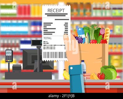 Supermarkt store Interieur mit Waren. Stock Vektor