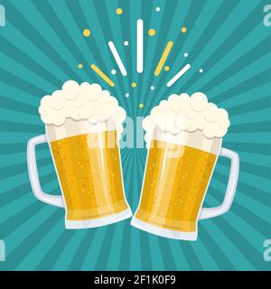 Gläser Bier toasten Stock Vektor