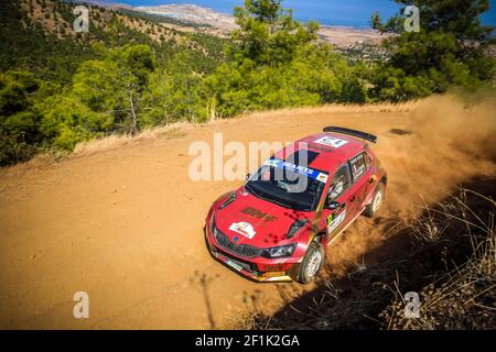 12 AL-KUWARI Abdulaziz (QAT), CLARKE Marshall (GBR), Skoda Fabia R5,Abdulaziz Al-Kuwari, Aktion während der European Rally Championship 2019 ERC Cyprus Rally, vom 27. Bis 29. september in Larnaca, Zypern - Foto Gregory Lenormand / DPPI Stockfoto