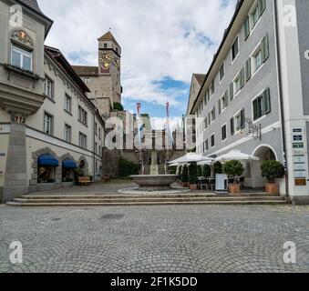 Der Hauptplatz in der historischen Altstadt von Rapperswil Stockfoto