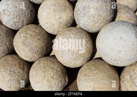 Old Stone Cannonball Stockfoto