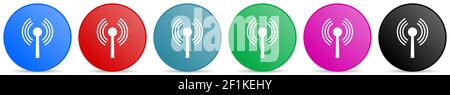 Wifi Vektor-Symbole, Satz von Kreis Gradienten Tasten in 6 Farben Optionen für webdesign und mobile Anwendungen Stock Vektor