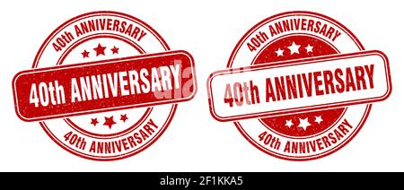 40th Jubiläumsstempel. 40th Jubiläumsschild. Rundes Grunge-Label Stock Vektor