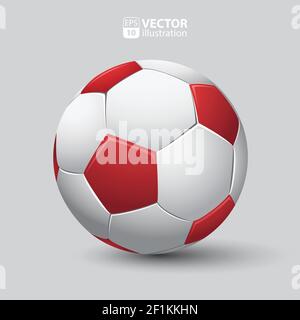 Fußball in rot und weiß realistisch isoliert Stock Vektor