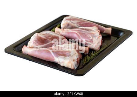 RAW Lamb Schaft isoliert auf weißem Hintergrund Stockfoto