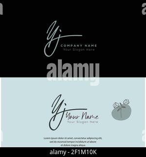 Y J YJ Anfangsbuchstabe Handschrift und Unterschriftenlogo. Beauty Vektor anfängliches Logo .Mode, Boutique, Blumen und botanische Stock Vektor