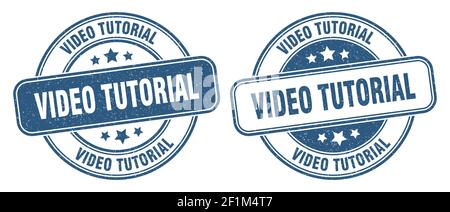 Video Tutorial Stempel. Video Tutorial Zeichen. Runde Grunge Etikett Stock Vektor