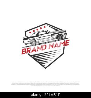 Klassische Rennwagen Logo Design Inspiration, Modifikation Auto Logo Vektor-Vorlage mit Vintage-und Retro-Stil Stock Vektor