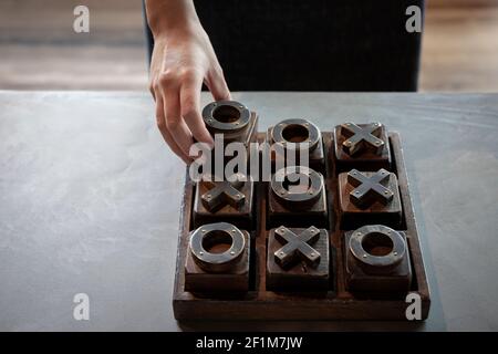 Holztic-tac-Toe Spiel Stockfoto