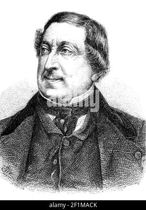 Gioachino Antonio Rossini (29. Februar 1792 - 13. November 1868) war ein italienischer Komponist. Er gilt als einer der wichtigsten Opernkomponisten von bel Canto / Gioachino Antonio Rossini, (29. Februar 1792 - 13. November 1868) war ein italienischer Komponist. Er gilt als einer der bedeutendsten Opernkomponisten des Belcanto, Historisch, historisch, digital verbesserte Reproduktion eines Originals aus dem 19th. Jahrhundert / digitale Produktion einer Originalvorlage aus dem 19. Jahrhundert, Stockfoto