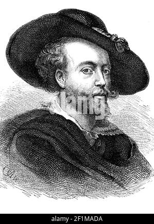 Peter Paul Rubens, 28. Juni 1577 - 30. Mai 1640, Maler flämischer Herkunft. Er war einer der berühmtesten Barockmaler / Peter Paul Rubens, 28. Juni 1577 - 30. Mai 1640, ein maler flämischer Herkunft. Er war einer der bekanntesten Barockmaler, Historisch, historisch, digital verbesserte Reproduktion eines Originals aus dem 19th. Jahrhundert / digitale Produktion einer Originalvorlage aus dem 19. Jahrhundert, Stockfoto