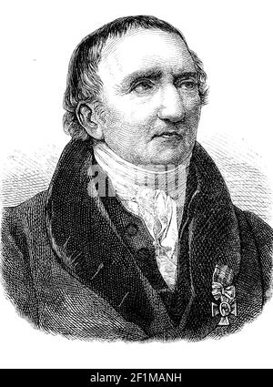 Johann Gottfried Schadow ( 20. Mai 1764 - 27. Januar 1850) war ein preußischer Grafiker und der bedeutendste Bildhauer des deutschen Klassizismus / Johann Gottfried Schadow ( 20. 1764. - 27. Mai. Januar 1850) war ein preußischer Grafiker und der bedeutendsten Bildhauer des deutschen Klassizismus, Historisch, historisch, digital verbesserte Reproduktion eines Originals aus dem 19th. Jahrhundert / digitale Reproduktion einer Originalvorlage aus dem 19. Jahrhundert, Stockfoto