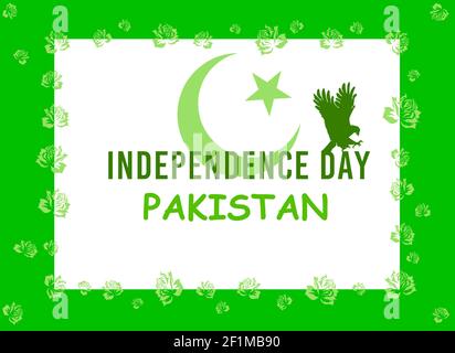 Tag der Unabhängigkeit Pakistans ,14. august Design Illustration. Grußkarte. Winkende pakistanische Flaggen isoliert auf weißem Hintergrund Stockfoto