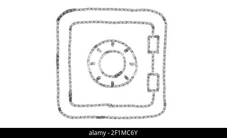 Safe Icon, entworfen mit Zeichnungsstil auf einer Tafel, ein animiertes Filmmaterial ideal für Compositing und Motiongrafiken Stockfoto