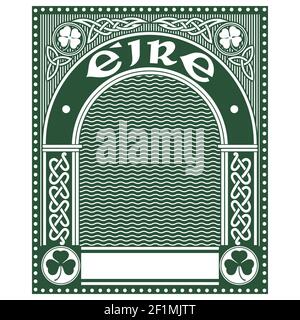 Irish Celtic Design im Vintage, Retro-Stil, Celtic-Stil Klee, Illustration zum Thema St. Patricks Day Feier Stock Vektor