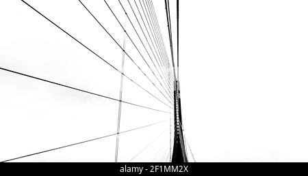 Architektonisches Detail der cable-stayed Normandy Bridge über der seine Stockfoto