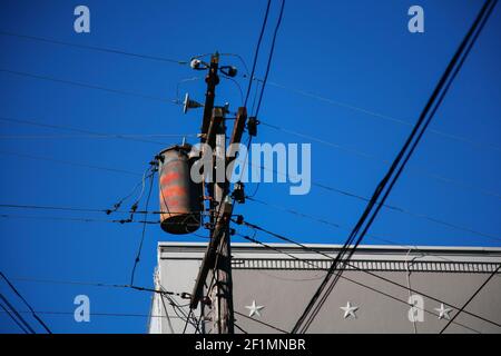 Energieversorgungsturm auf den Straßen von San Francisco Stockfoto