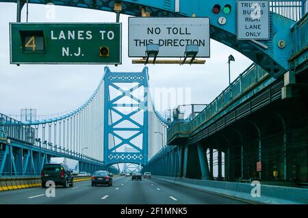 Die Benjamin Franklin Bridge in Philadelphia, Pennsylvania, USA Stockfoto