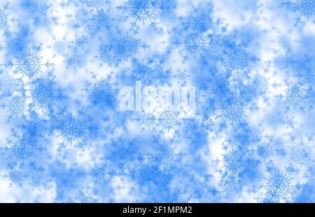 Blaue abstrakte Schneeflocken Hintergrund Stockfoto