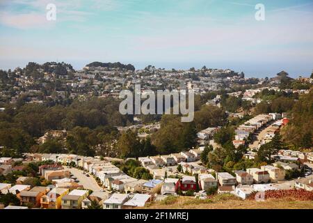 San Franciscos Viertel von den Hügeln der Twin Peacks Stockfoto