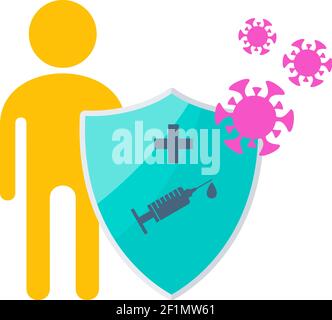 Symbol für Impfprozess. Stärkung und Schutz des Immunsystems. Stock Vektor