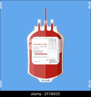 Blutbeutel aus Kunststoff. Spenden Blut Konzept. Stock Vektor