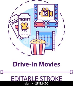 Drive in Movies Concept Icon Stock Vektor