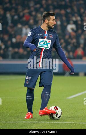 Ezequiel Ivan Lavezzi (psg) (Pocho) beim französischen Pokalspiel Paris Saint Germain gegen FC Nantes im Parc des Princes Stadion in Paris am 11. Februar 2015. Foto Stephane Allaman / DPPI Stockfoto