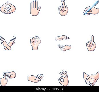 Handgesten RGB-Farbsymbole eingestellt Stock Vektor