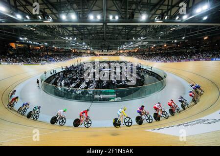 Illustration des Damen-Punkterennens während der UCI-Bahn-Radweltmeisterschaften auf dem Nationalen Velodrom, am 18. Und 22. Februar 2015 in Saint-Quentin-en-Yvelines, Frankreich. Foto Stephane Allaman / DPPI Stockfoto