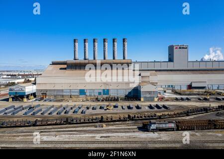 Dearborn, Michigan - die AK Stahlfabrik in Ford's River Rouge Manufacturing Complex. Stockfoto