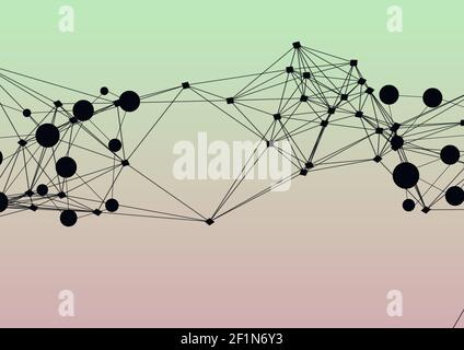 Netzwerk von Verbindungen gegen grünen und rosa Verlaufshintergrund Stockfoto