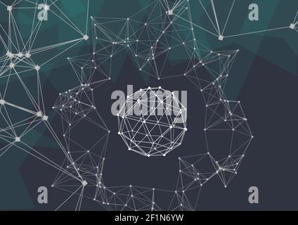 Globus des Netzwerks von Verbindungen gegen Plexus-Netzwerke auf schwarz Hintergrund Stockfoto