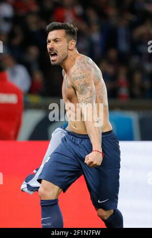 Ezequiel Ivan Lavezzi (psg) (Pocho) während des französischen Fußballspiels zwischen Paris Saint Germain und AS Saint Etienne am 8. April 2015 im Stadion Parc des Princes in Paris, Frankreich. Foto Stephane Allaman / DPPI Stockfoto