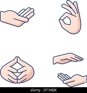 Handgesten RGB-Farbsymbole eingestellt Stock Vektor