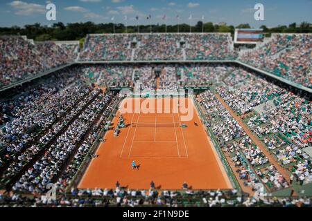 Gael Monfils (FRA) und Diego Schwartzman (ARG) während der French Tennis Open im Roland Garros Stadion in Paris, Frankreich, am 27. Mai 2015. Foto Stephane ALLAMAN / DPPI Stockfoto