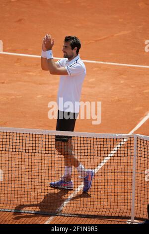 Jeremy Chardy (FRA) gewann gegen David Goffin (Bel) während der French Tennis Open im Roland Garros Stadion in Paris, Frankreich, am 30. Mai 2015. Foto Stephane ALLAMAN / DPPI Stockfoto