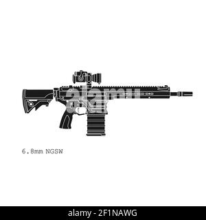 Realistisches Vektor-Symbol des NGSW 6,8 mm Karabiner. Die neuesten US-Waffen. Stock Vektor