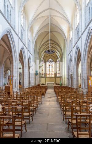 Innenansicht der St. Mathieu Kirche in Quimper in Bretagne Stockfoto