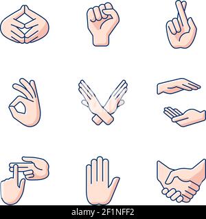 Handgesten RGB-Farbsymbole eingestellt Stock Vektor