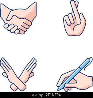 Handgesten RGB-Farbsymbole eingestellt Stock Vektor