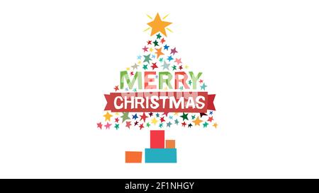 Merry christmas Logo, in Kreidetafel Zeichnung Stil entworfen, animierte Aufnahmen ideal für die Weihnachtszeit Stockfoto