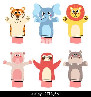 Flache Design Handpuppen Sammlung Vektor Illustration. Stock Vektor