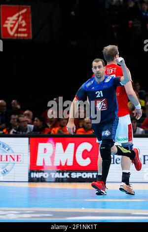 Michael Guigou (FRA) während des Spiels France gegen Danemark Golden League im Stadion der Accor Hotels Arena, Bercy, in Paris, Frankreich, am 10. januar, 2016 - Foto Stephane Allaman / DPPI Stockfoto